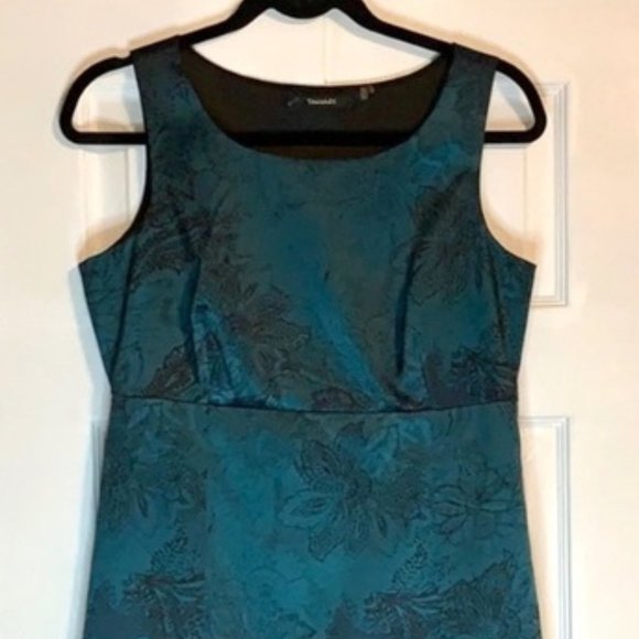 NWT Tahari Black Teal Paisley Burnout Sleeveless Dress Size 8 Sheath - Picture 1 of 8